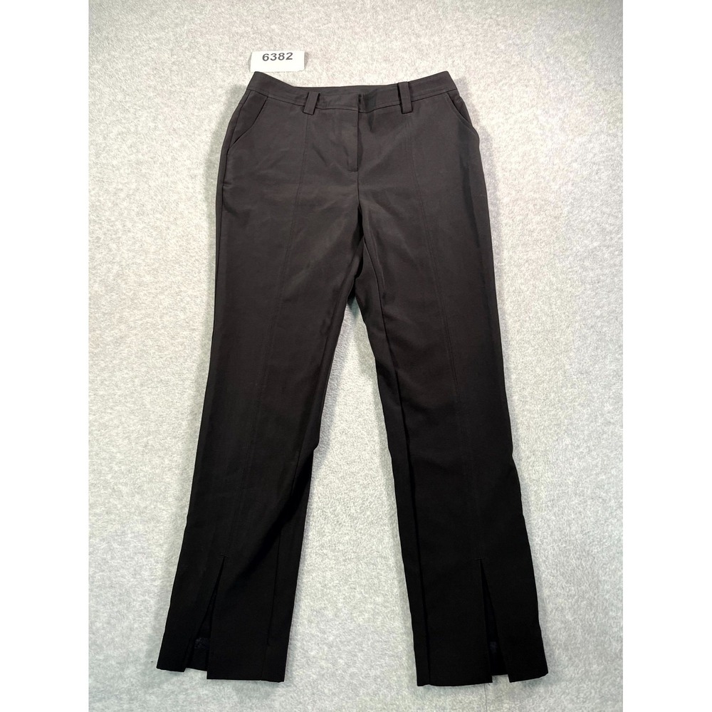Black Label By Chico's Pants Women 6 Black Stretch Ankle Split Hem Career Formal